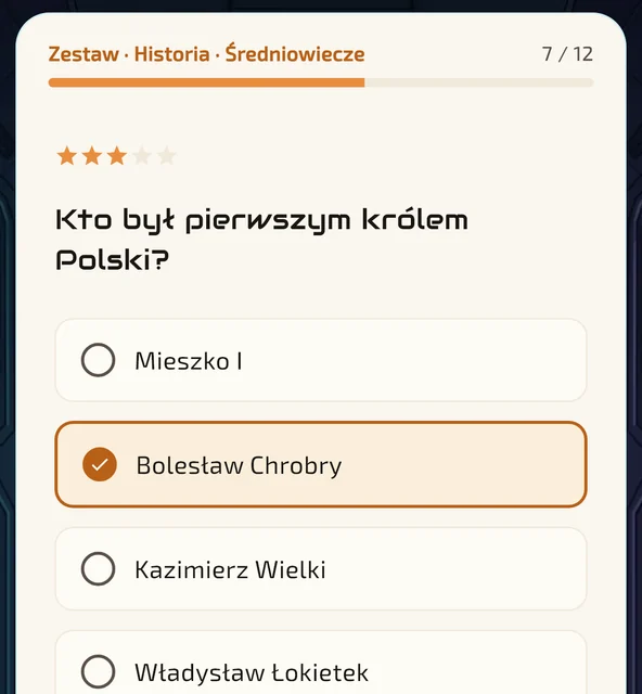 Pytanie z zestawu Historia: kto był pierwszym królem Polski